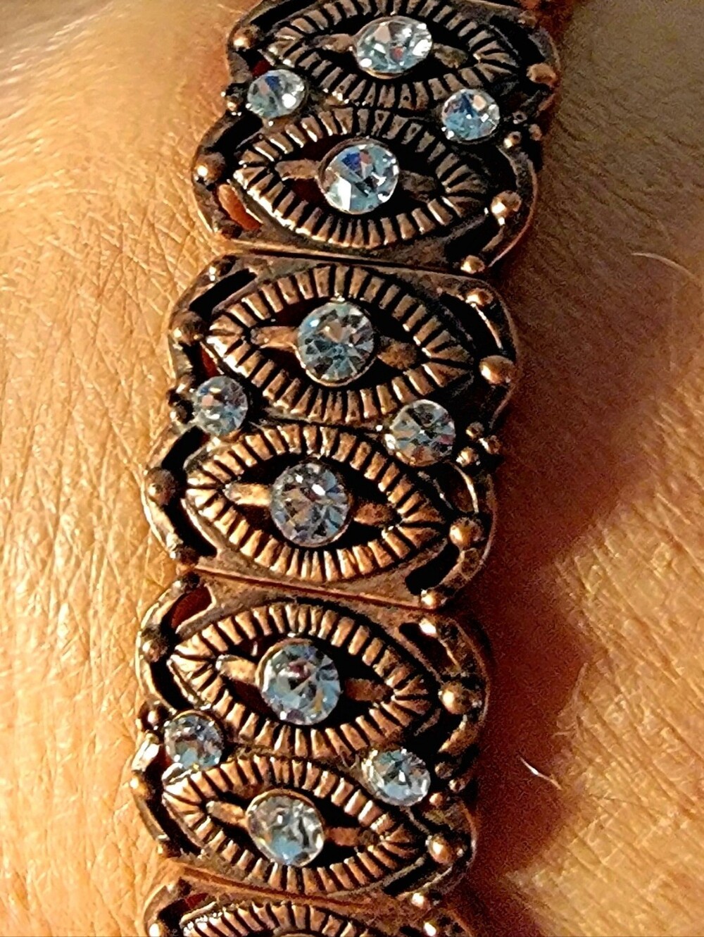 Vintage-Style Cookie Lee Rose Gold Bracelet with Clear Crystal Accents